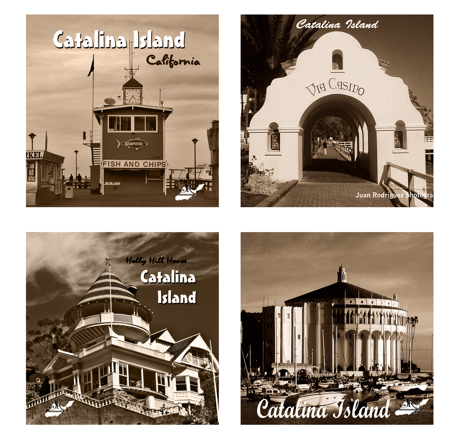Sandstone Coaster Set of 4 - ASST Catalina Island Scenes