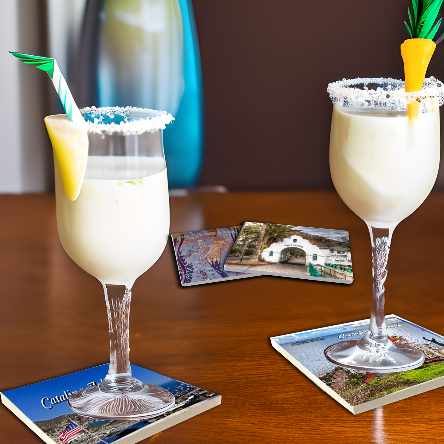 Sandstone Coaster Set of 4 - ASST Catalina Island Scenes