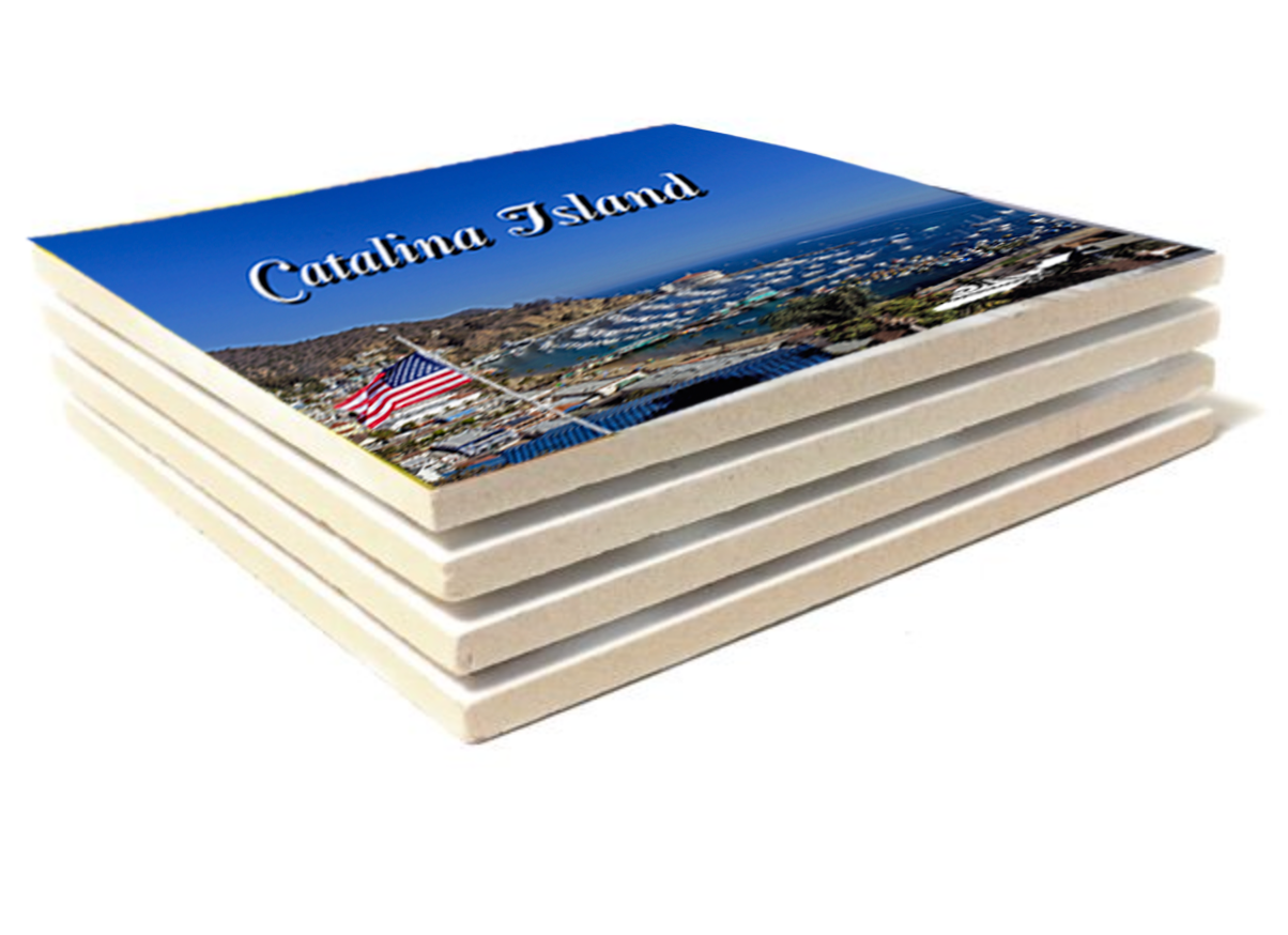 Sandstone Coaster Set of 4 - ASST Catalina Island Scenes