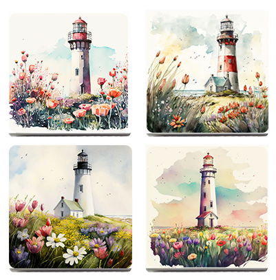 Light House Sandstone Coasters, Set of 4