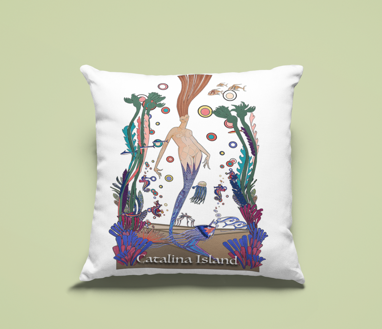 Throw Pillow with Casino Mermaid