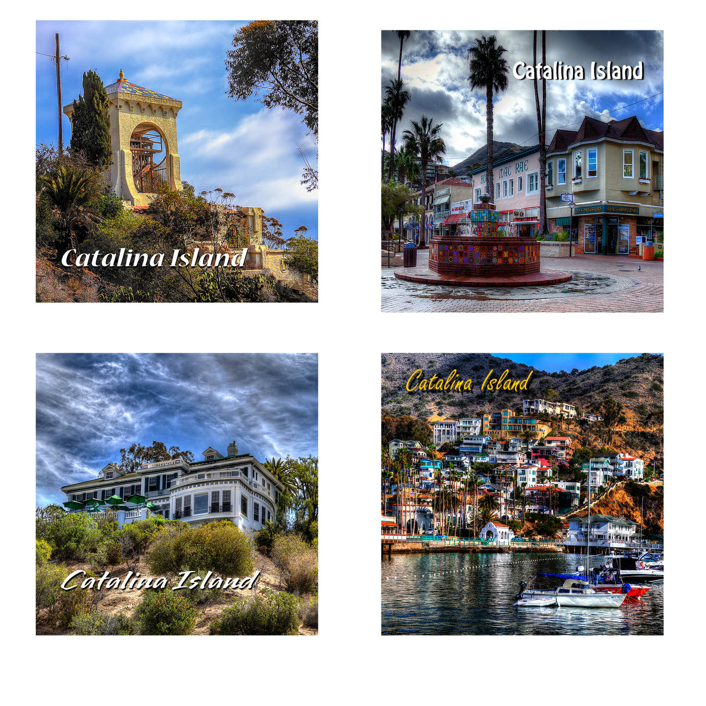 Sandstone Coaster Set of 4 - ASST Catalina Island Scenes