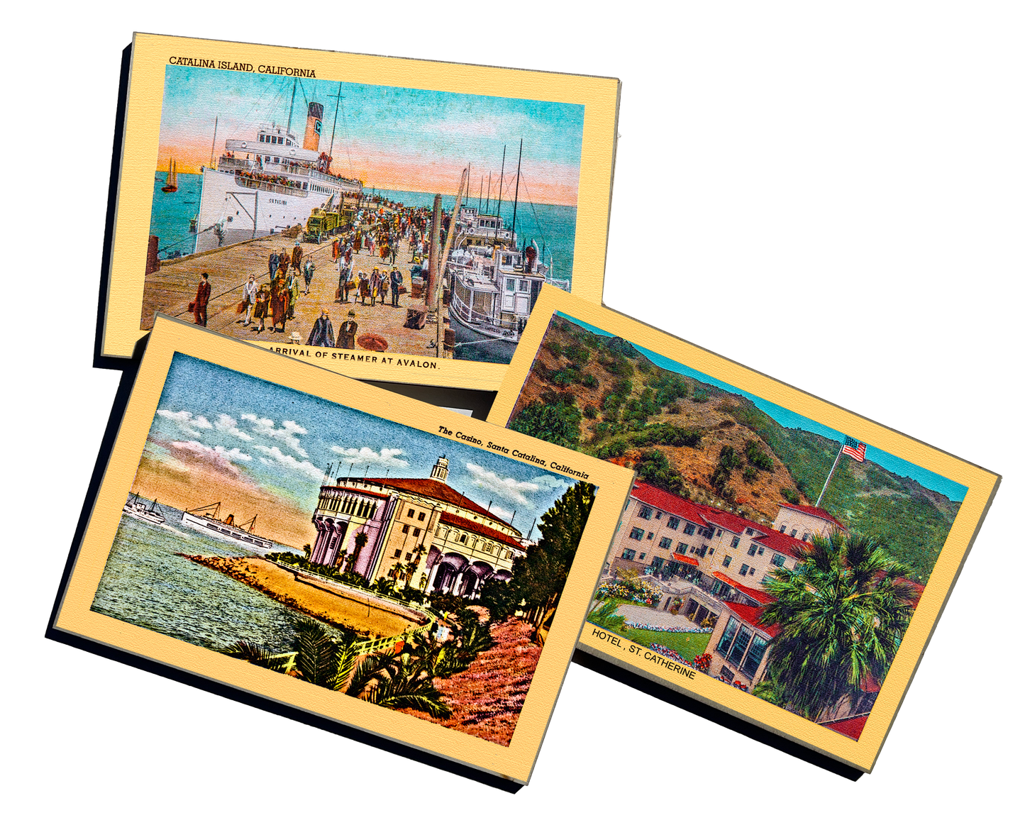 Vintage Wooden Catalina Postcard Set of 3 - ASST