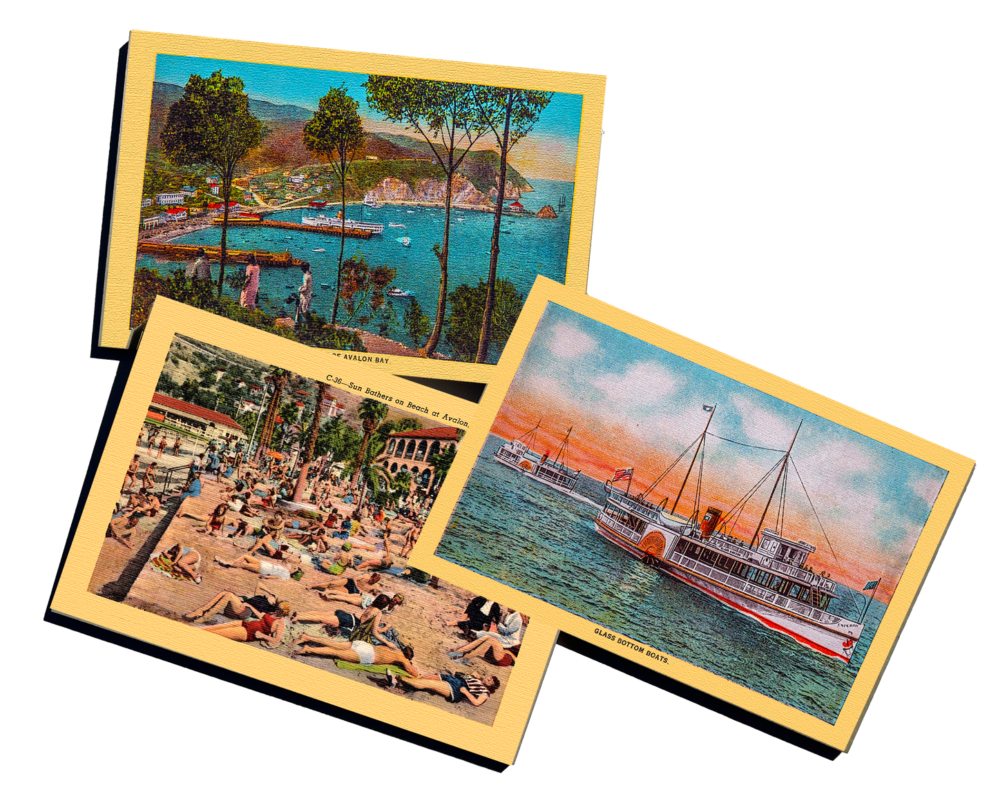 Vintage Wooden Catalina Postcard Set of 3 - ASST