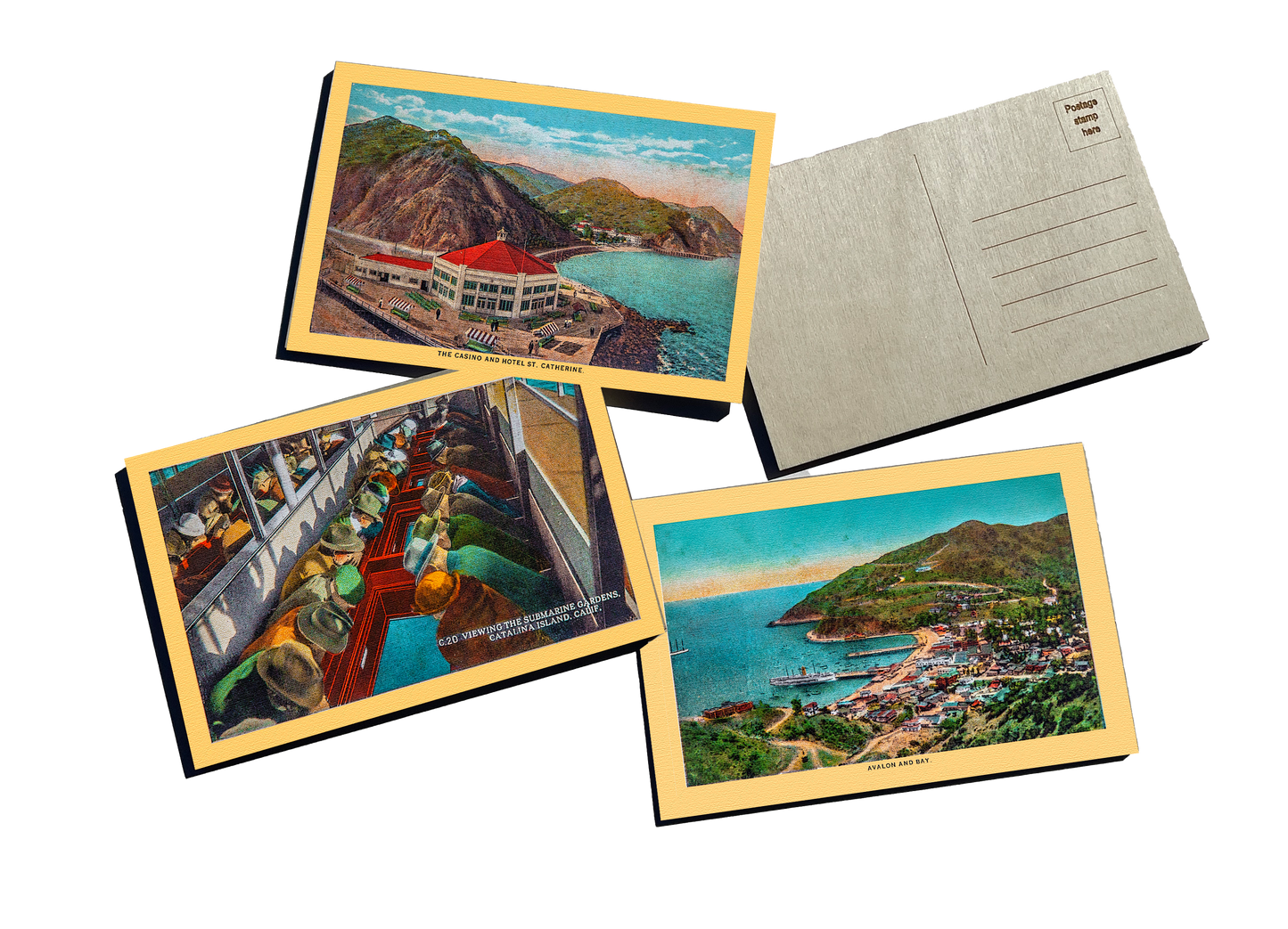Vintage Wooden Catalina Postcard Set of 3 - ASST