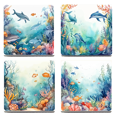 By The Ocean Sandstone Coasters, Set of 4