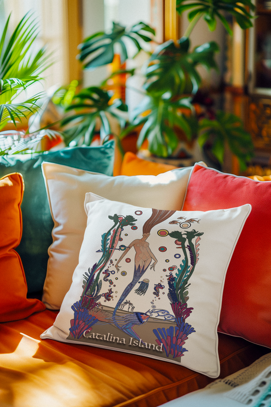 Throw Pillow with Casino Mermaid